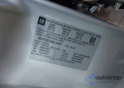 2011 Chevrolet Silverado 1500 Lt из США, поврежденный, VIN 3GCPCSE0XBG182637